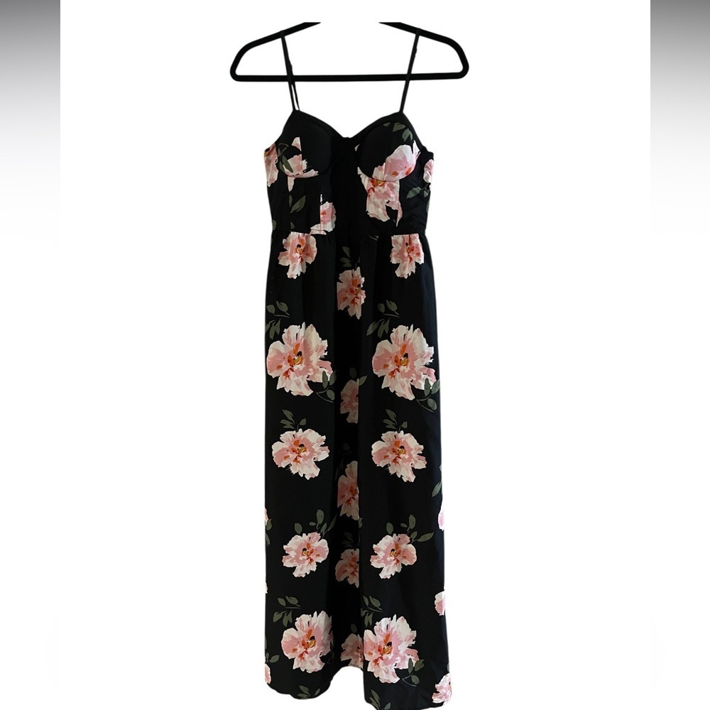 Band of Gypsies Black floral Bustier Maxi Dress-Size Small